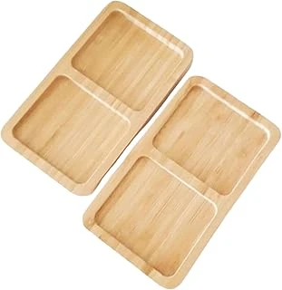 Bambu 2 Bölmeli Yağdanlık Sosluk Altlığı - Şık Tasarımlı Doğal Ahşap Stand, Mutfak Tezgahı İçin Düzenleyici Çok Amaçlı Kullanım ürün görseli 1