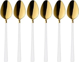 6 Parça Tatlı Kaşığı Seti, Paslanmaz Çelik, Gold Beyaz, 16 Cm, 110 Gram, Elde Yıkanabilir ürün görseli 1
