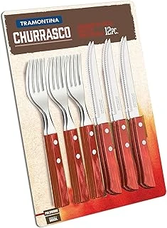 Tramontina 21199/711 Biftek Sofra Takımı-Set, 12 Parça Kırmızı Griffen 2-Kat Perçinlenmiştir 6 X Biftek Bıçağı 5 Inç, 6 X Steakgabel ürün görseli 1