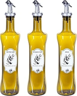Promosyonca 3 Adet Cam Yağdanlık, Zeytin Yağı, Ayçiçek Yağı Sirke Etiketli, 3 Adet Tıpalı ürün görseli 1