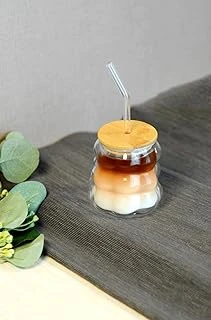 Bambu Kapaklı Üzüm Taneii Cam Pipetli 350 Ml Borosilikat Bardak ürün görseli 1