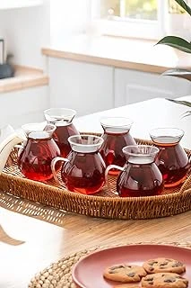 Perotti 15528 Keyfi Ala 6'Lı 200 Ml Borosilikat Cam Kulplu Çay Bardağı Seti ürün görseli 1