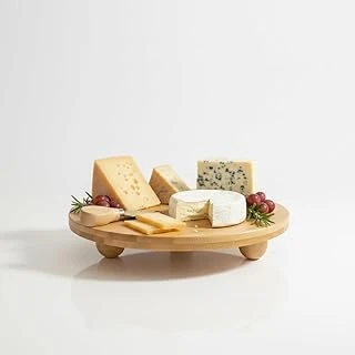 Deconox Bambu Top Ayaklı Yuvarlak Sunumluk – 25Cm Çap Seçenekli Doğal Ahşap Servis Tabağı | Peynir, Meze, Kek Standı, Kahvaltı Charcuterie Board | Yükseltilmiş Masaüstü Tepsi (25 Cm) ürün görseli 1