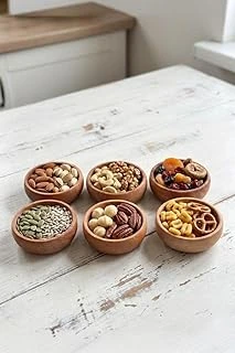 6 Parça Doğal Kayın Ağacı Ahşap Çerezlik Kaseler - 10 Cm Kahvaltılık Mezze Sosluk Seti ürün görseli 1