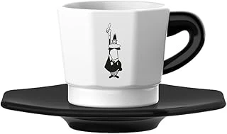 - 4'Lü Espresso Fincan Seti - Sekizgen Tasarım - Siyah Beyaz Karma Renk - Porselen ürün görseli 1