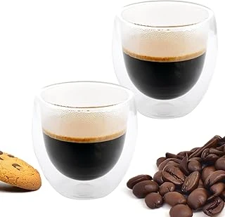 Orret 2 Adet Çift Cidarlı İki Katmanlı Borosilikat Cam Bardak, Yalıtımlı Cappuccino Latte Kahve Kupası, Şık Dayanıklı Tasarım, Isıya Dayanıklı,Termisil Kupa (300 Ml) ürün görseli 1