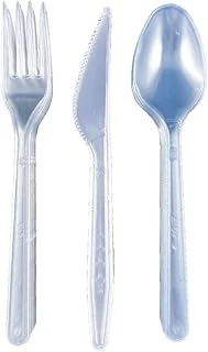 Sert Kalın Plastik Çatal - - Kaşık - 1. Kalite Lüks Şeffaf Çatal-Kaşık- 3’Lü Set ürün görseli 1