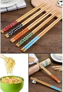 5 Çift Bambu Chopstick Desenli Yıkanabilir Çin Suşi Ramen Noodle Yemek Çubuğu ürün görseli 1