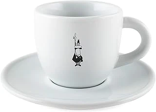- Moka Kahve Fincanı Tabağı - 80Ml - İkonik Bıyıklı Adam Desenli - Porselen ürün görseli 1