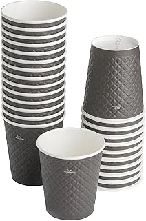 25 Adet Siyah Çift Duvarlı Kahve Bardağı 8 Oz, Küçük Kağıt Çay Bardakları 250 Ml, Soğuk Sıcak Içecekler, Waffle Siyah ürün görseli 1
