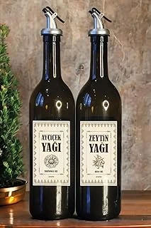 Cam Şişesi Seti 2'Li, 750 Ml Zeytinyağı & Ayçiçek Yağı Dispenseri, Su Geçirmez Etiketli, Sızdırmaz Otomatik Dökme Başlıklı, Şık & Dayanıklı Yağlık Yağdanlık Set ürün görseli 1