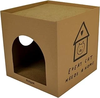 Rotipet Karton Evi Tırmalama Kutusu, Çift Fonksiyonlu, 32X32X32 Cm, Tırmalama Dinlenme Alanı ürün görseli 1