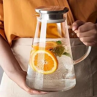 Borosilikat Cam Sürahi | Süzgeçli Paslanmaz Çelik Kapaklı, Isıya Dayanıklı Soğuk & Sıcak İçecek Servis Sürahisi (1800 Ml) | İçecek Sürahisi Soğuk Sıcak İçecekler İçin ürün görseli 1