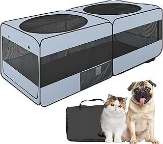 Köpekler Kediler Için 2'Si 1 Arada Katlanabilir Evcil Hayvan Oyun Parkı, Yıkanabilir Pet Pee Pedleri Kolay Erişim Kapılı Eighteentek Hafif Taşınabilir Oyun Parkı (Medium, 147 Cm U X 76 Cm ürün görseli 1