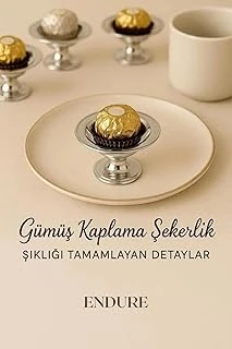 Endure 6'Lı Abs Dekoratif Gold Kaplama Şekerlik Kase 6'Lı Makaronluk Kahve Yanı Sunumluk Lokumluk (Gümüş) ürün görseli 1