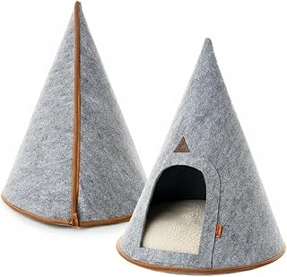 Beyli̇ni̇ Evi Çadırı Katlanabilir Taşınabilir Demonte Kolay Kurulum Şık Dizayn Yaz Kış Isı Yalıtımı Minder Çantalı Pet Hayvan Genel Kullanım Medium Boy 45X45X50 Cm Gri ürün görseli 1