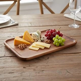 Deconox Akasya Ahşap Servis Tepsisi Sunumluk (33X24 Cm) | Doğal Akasya Ağacı Kahvaltı, Peynir, Şarküteri İkram Tabağı | Kenarlı Ahşap Tepsi ürün görseli 1