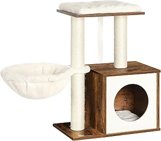 Feandrea Woodywonders Kediler Için Küçük Ağacı, İç Mekan Kediler Için Kulesi, Tırmalama Direkli Evi, Çıkarılabilir Yıkanabilir Yastıklar, Rustik Kahverengi Upct122X01 ürün görseli 1