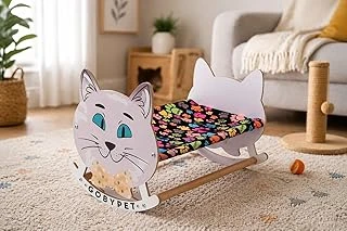 Gobypet Ahşap Sallanan Beşiği – Sevimli Figürlü, Minderli, Dekoratif Dinlenme Yatağı (Siyah) ürün görseli 1