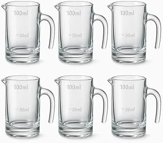 6’Lı Cam Sosluk Seti – 100 Ml Ölçekli Kulplu Sos Kabı, Şeffaf Mini Ölçü Bardağı, Kahvaltı, Tatlı Mutfak Sunumları İçin ürün görseli 1