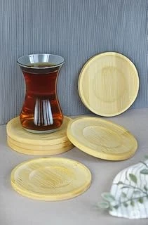 Bambu Serisi 10 Cm Genişlikte Yuvarlak 6'Lı Çay Bardağı Altlığı ürün görseli 1