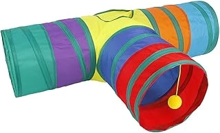 Renkli Oyun Tüneli – Katlanabilir T Model – 3 Girişli Tasarım – Dayanıklı Plastik – Eğlenceli Evcil Hayvan Oyuncağı – 60X80X30 Cm ürün görseli 1
