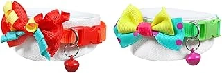 X-Perk Neon Kumaş Papyonlu Zilli Tasması Boyun Tasma Ayarlı 2'Li Set ürün görseli 1