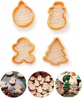 Eynel Yılbaşı Şekilli Adam Çam Ağacı Basmalı Kurabiye Kalıbı Gingerbread Man Desenli Hamuru Aparat (Konsept 1, Krem-Turuncu) ürün görseli 1