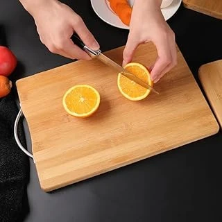 Deconox Metal Saplı Bambu Kesme Tahtası Antibakteriel Yıkanabilir Doğrama Tahtası Dikdörtgen 34X24 Cm ürün görseli 1