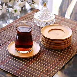 Deconox Bambu Yuvarlak Çay Tabağı Bardak Altlığı 6 'Lı Set, Dekoratif Bambu Altlık ürün görseli 1