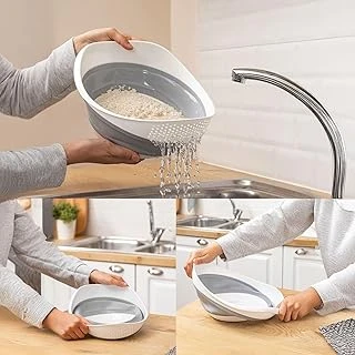 Deconox Katlanabilir Pratik Pirinç, Mercimek Süzgeci | Yer Kaplamayan Katlanır Süzgeç – Geniş Kullanışlı Tasarım (30X25X15,5 Cm) ürün görseli 1