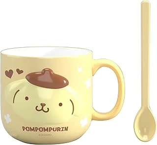 Miniso Sanrio Kabartmalı Seramik Kaşıklı Kupa (450Ml)(Pompompurin) ürün görseli 1