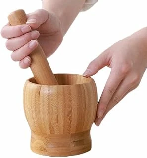 Deconox Bambu Havan Tokmak Seti, Büyük Boy Mutfak Havanı, Baharat Sarımsak Öğütücü Döveceği ürün görseli 1