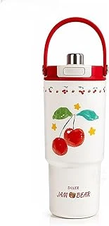 Diller Tumbler 880 Ml Tek Kapak Çift Kullanım Pipetli/Pipetsiz Taşıma Kulplu Çelik Termos-Ffd9505-880Ml ürün görseli 1