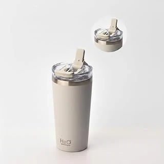 Deconox 530 Ml Pipetli Ağızlıklı Çelik Termos Kupa - Çift Fonksiyonlu Kapak - Sıcak/Soğuk Tutan Seyahat Bardağı (Travel Mug) - 4 Farklı Renk Seçeneği (Krem) ürün görseli 1