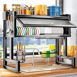 Valkyrie Evye Üstü Bulaşık Kurutmalık 105X30X80 Cm Çok Amaçlı Mutfak Organizer Raf Siyah ürün görseli 1