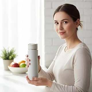 Deconox 650 Ml Paslanmaz Çelik Termos Matara - 4 Renk (Krem, Yeşil, Siyah, Mavi) - Sıcak Soğuk Tutan Sporcu Suluk Ofis Şişesi (Krem) ürün görseli 1