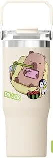 Diller Tumbler 950 Ml Tek Kapak Çift Kullanım Pipetli/Pipetsiz Taşıma Kulplu Çelik Termos-Ffdillerd9358 ürün görseli 1