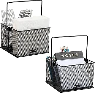 Mind Reader Mutfak Eşyaları Veya Aksesuar Kutusu, Saplı, Tezgah Veya Çalışma Masası Düzenleyici, Metal Izgara, 2 Adet, 25,4 Cm U X 17,8 Cm G X 12,1 Cm Y, Siyah ürün görseli 1