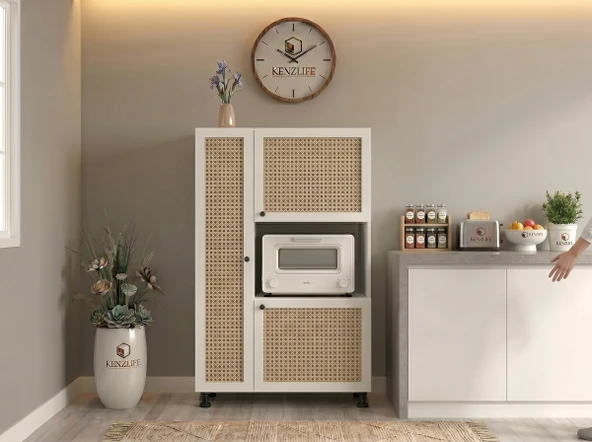 Kenzlife mini fırın dolabı alpkuntsol mat beyaz 148*90*30 hazeran kare kapak MDF gövde ürün görseli 1