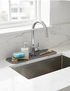 Silikon Lavabo Matı, Mutfak Banyo Evye Çevresi Organizeri, Gri ürün görseli 1