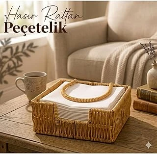 Duffa Boho Rattan Peçetelik - Rüzgarlık Kollu Yatay Peçete Kutusu, Bahçe, Balkon Mutfak Için Uçmayı Önleyen Peçete Tutucu, Bohem Masaüstü Düzenleyici Sepet ürün görseli 1