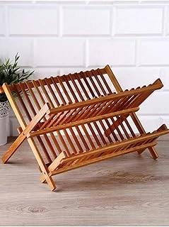 Bambu Ahşap Katlanır Tabaklık Katlanabilir Bulaşıklık ürün görseli 1
