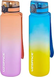 Uzspace 2'Li Tritan Matara Seti 1000Ml Büyük Boy Çift Renk Softtouch Ff Tritan Su Matarası ürün görseli 1
