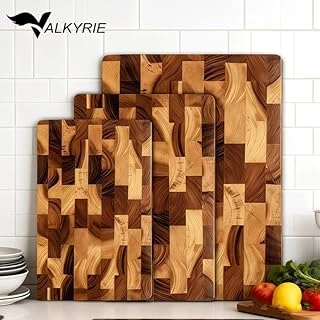 Valkyrie Doğal Ahşap Kesme Tahtası Masif Et Blok Tahtası Kalın Kasap Sunum Tahtası Sebze Meyve Doğrama Panosu ürün görseli 1