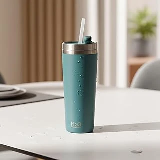 Deconox Gri Paslanmaz Çelik Pipetli Termos Kupa - 660 Ml Büyük Boy (Venti) - Sıcak Soğuk Tutan Mug - Araç Ofis Tipi Bardak (Yeşi̇l) ürün görseli 1