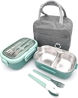 Valkyrie Isı Yalıtımlı Termal Çantalı Çelik Lunch Box – Bpa’Sız, Sızdırmaz, Çok Bölmeli Yemek Kabı Su Yeşili ürün görseli 1