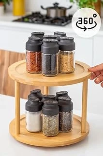 Bambu 2 Katlı Döner Sunumluk - Baharatlık Standı - Mien426 ürün görseli 1