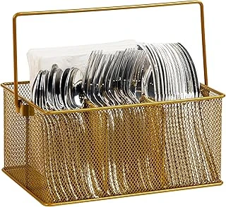 Mind Reader Gereçler Tutucu, Gümüş Eşya Düzenleyici, Caddesi, Çatal Tutacağı, Mutfak, Metal Örgü, 10 "U X 7" G X 4.75" Y, Altın ürün görseli 1