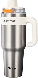 Coofbe 42 Oz 6 Katman Paslanmaz Çelik Termos 1250Ml Çift İçim Modlu Pipetli Termos Çift Katman Çelik Termos Mug Gümüş ürün görseli 1